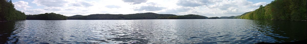 View of hills accross Candlewood Lake.