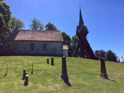Velinga Kyrka and bell tower.